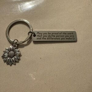 Inspirational Keychain with Sunflower Charm